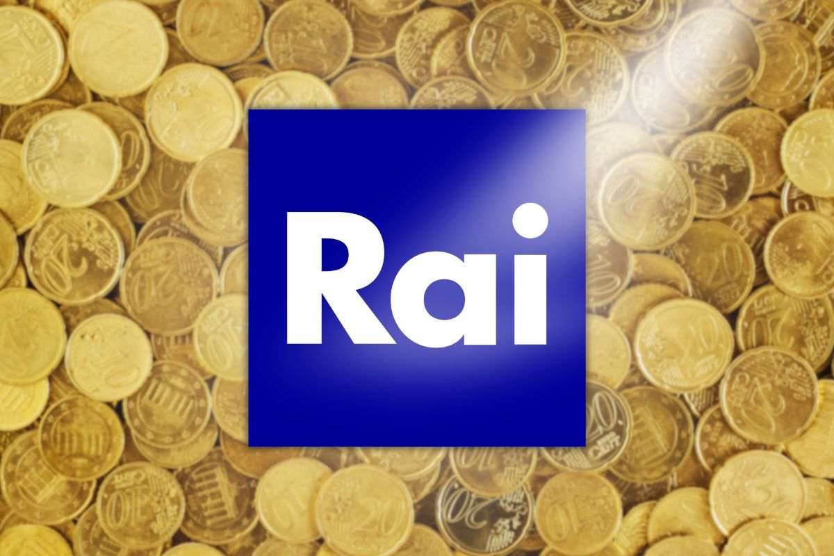 Rai canone simbolo e monete euro come sfondo